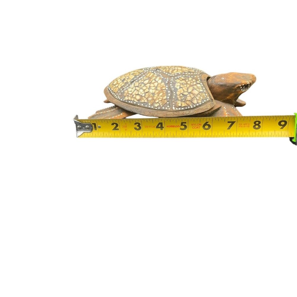 Vintage Folk Art Painted Wood Sea Turtle Candle Holder Costa Rica - Picture 7 of 8